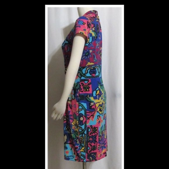 Ladies ELLEN TRACY Bold Color Faux Wrap Dress 8 - Picture 5 of 7